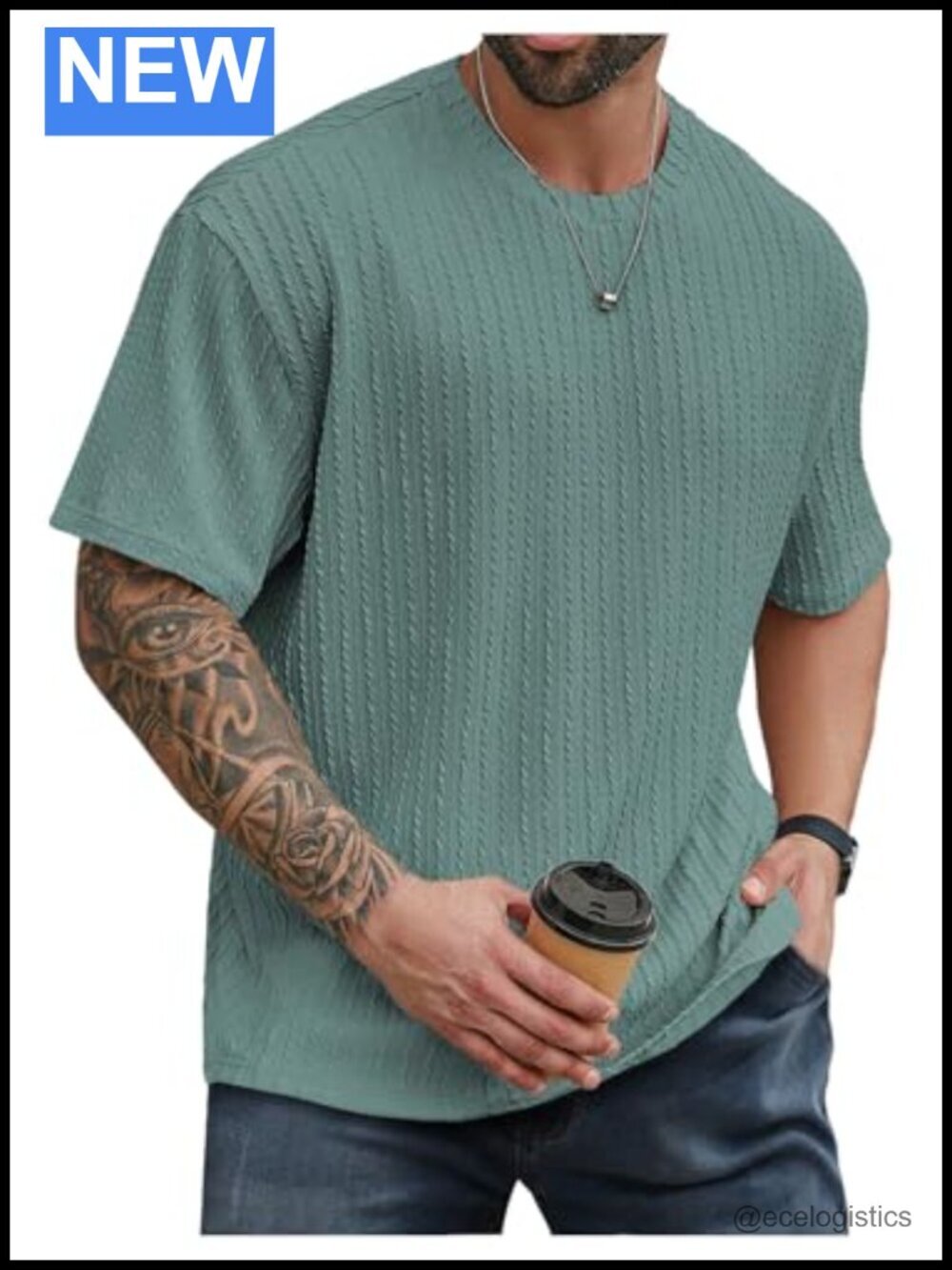 Textured Knit T-Shirt Big and Tall Casual Summer Top Men's